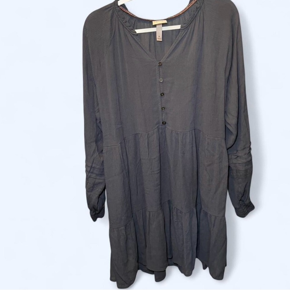 Knox Rose Boho Tiered Dress | Charcoal Gray | Size M